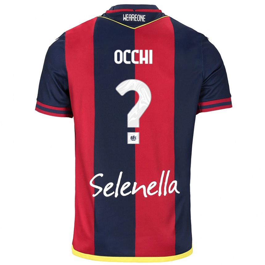 Kids Football Tommaso Occhi #0 Red Royal Blue Home Jersey 2024/25 T-Shirt Uk