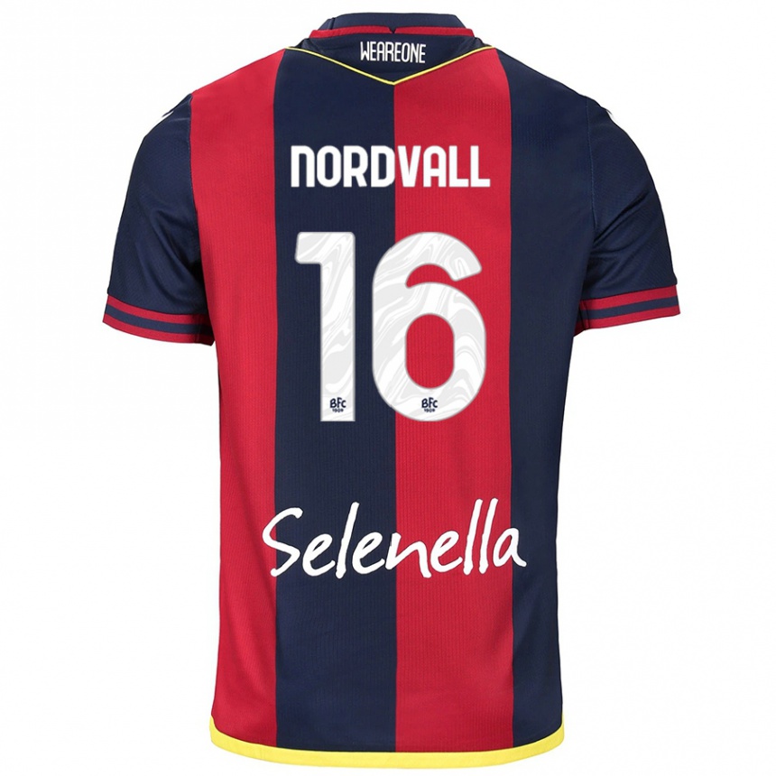 Kids Football Ossian Nordvall #16 Red Royal Blue Home Jersey 2024/25 T-Shirt Uk