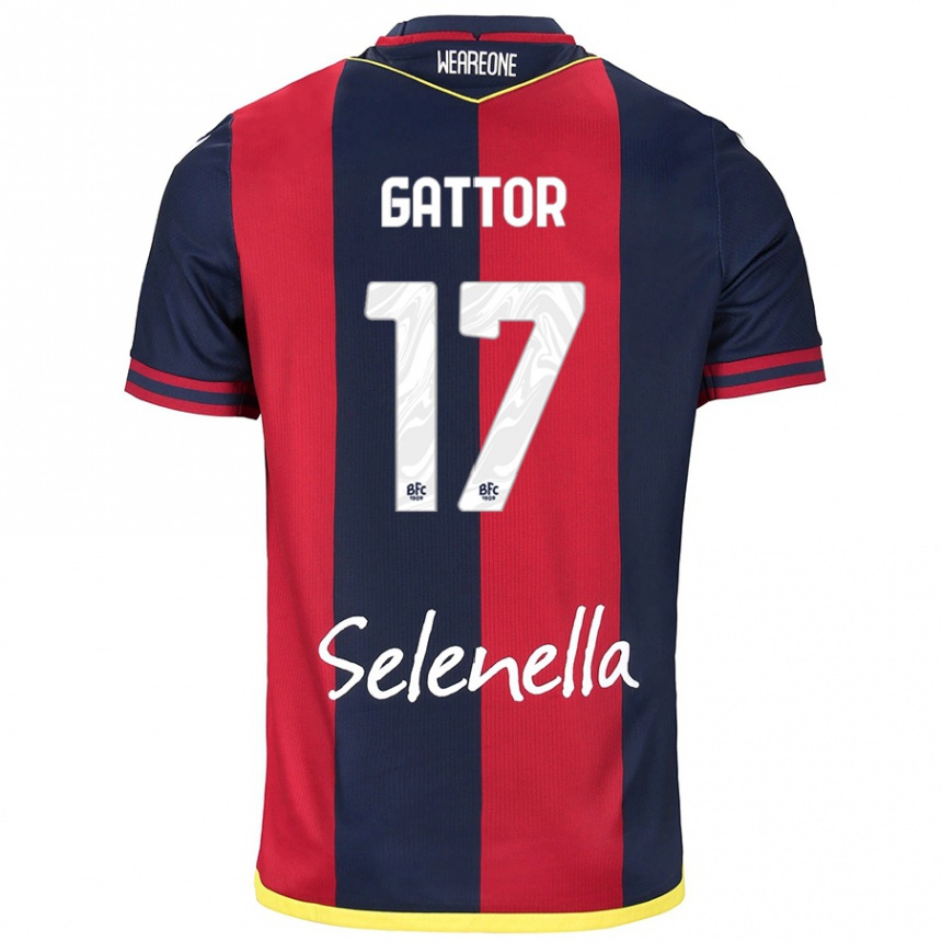 Kids Football Gianluca Gattor #17 Red Royal Blue Home Jersey 2024/25 T-Shirt Uk