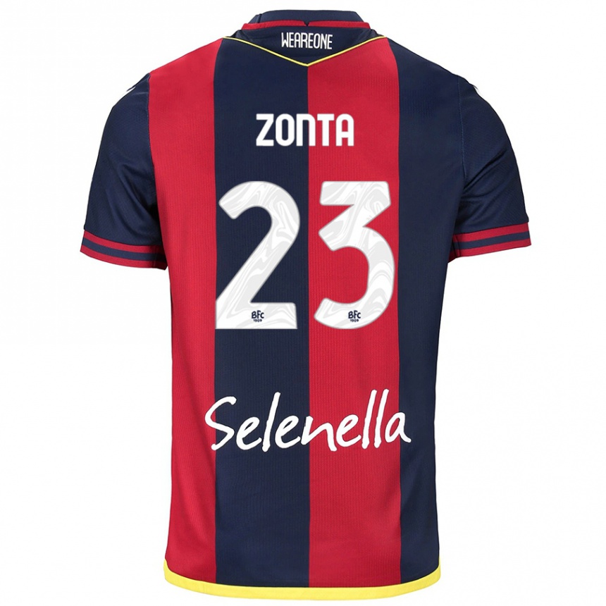 Kids Football Alessandro Zonta #23 Red Royal Blue Home Jersey 2024/25 T-Shirt Uk