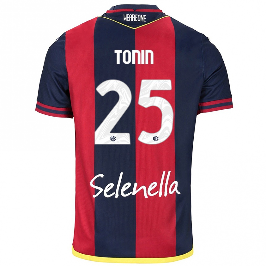 Kids Football Federico Tonin #25 Red Royal Blue Home Jersey 2024/25 T-Shirt Uk