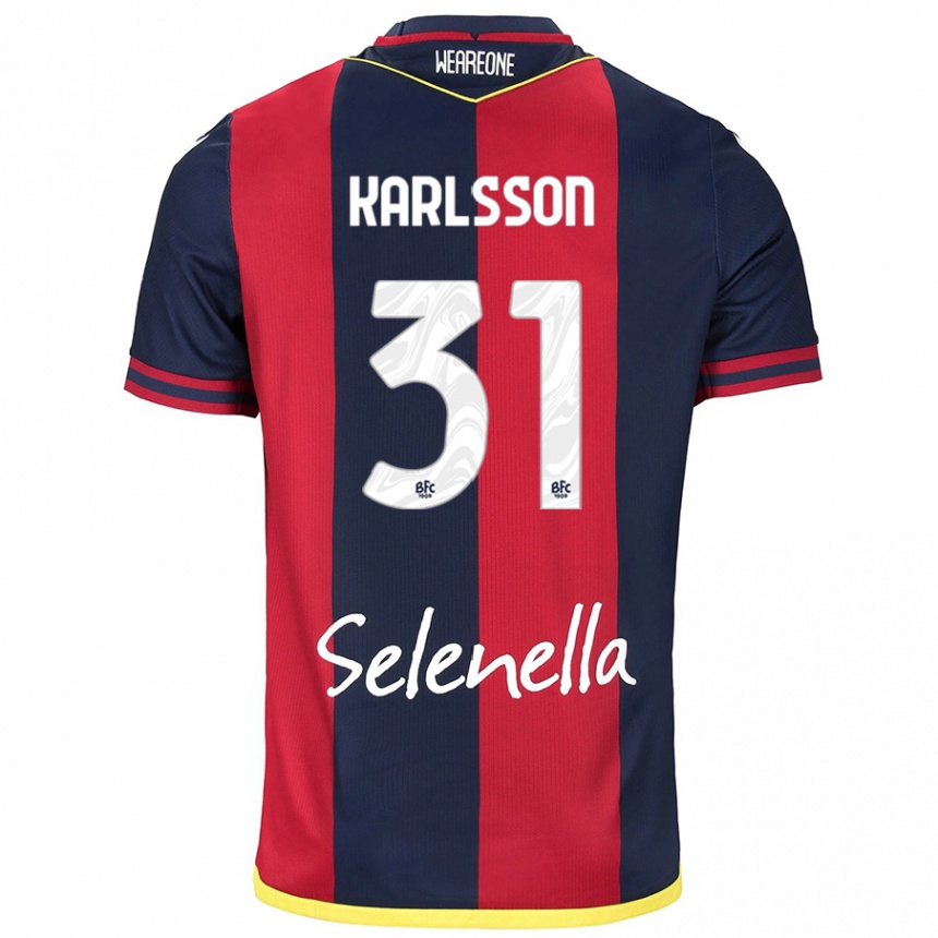 Kids Football Kazper Karlsson #31 Red Royal Blue Home Jersey 2024/25 T-Shirt Uk