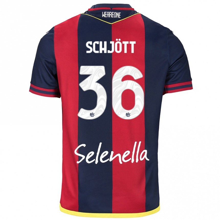 Kids Football Gustav Schjött #36 Red Royal Blue Home Jersey 2024/25 T-Shirt Uk