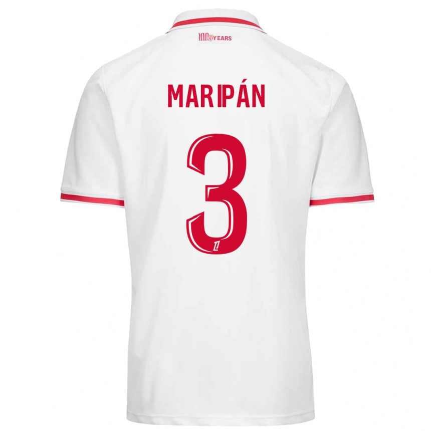 Kids Football Guillermo Maripán #3 White Red Home Jersey 2024/25 T-Shirt Uk