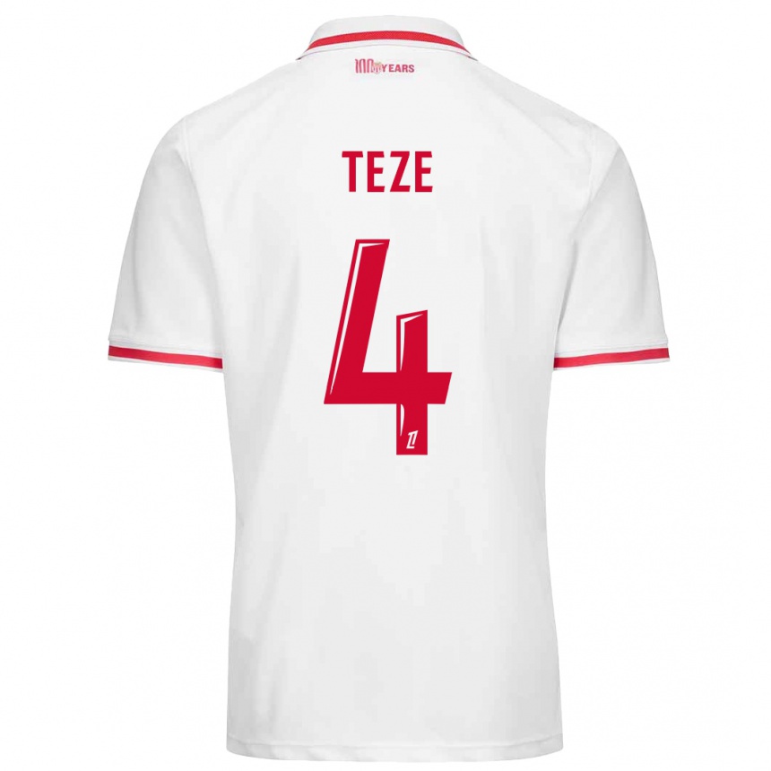 Kids Football Teze #4 White Red Home Jersey 2024/25 T-Shirt Uk