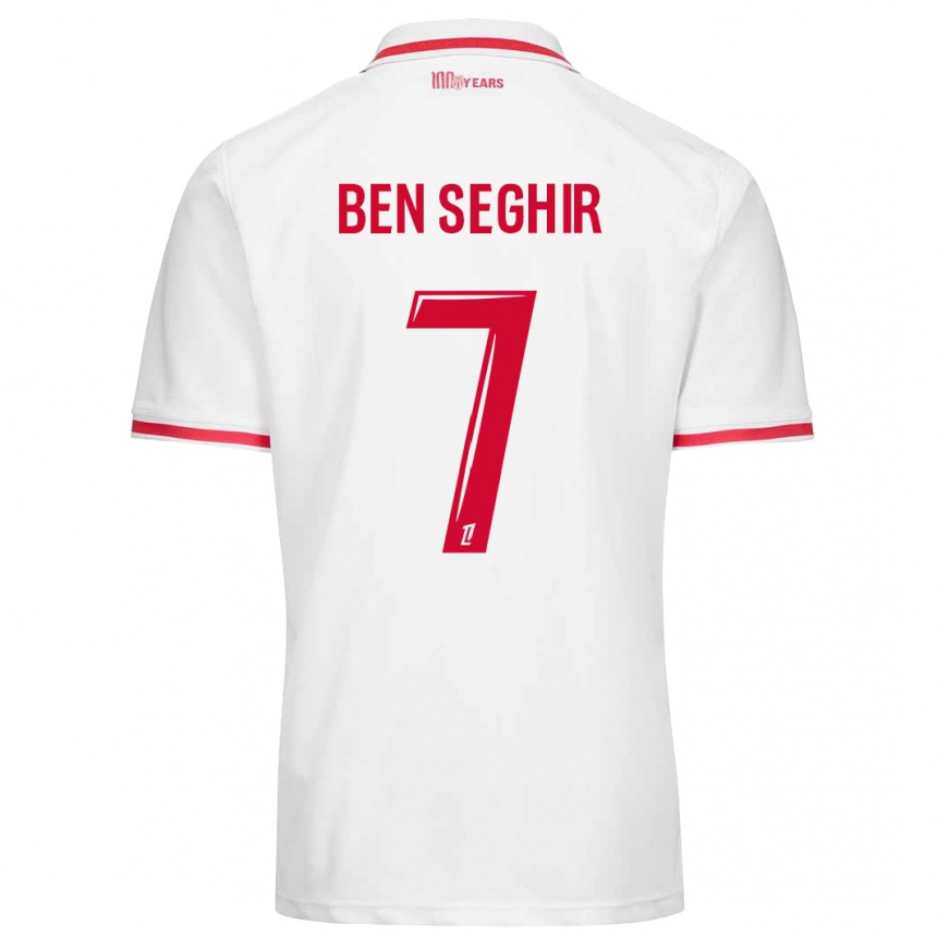 Kids Football Eliesse Ben Seghir #7 White Red Home Jersey 2024/25 T-Shirt Uk