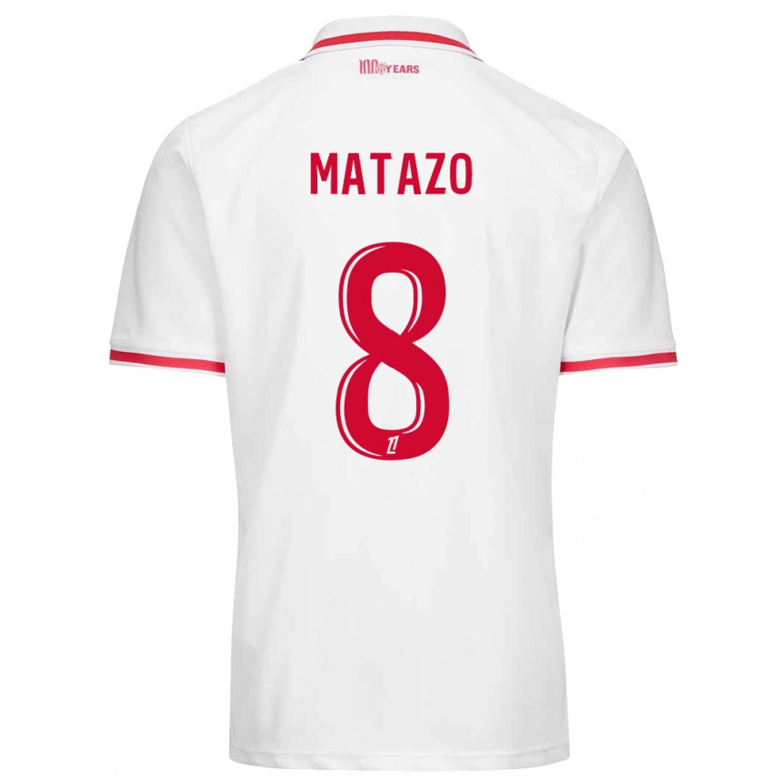 Kids Football Eliot Matazo #8 White Red Home Jersey 2024/25 T-Shirt Uk