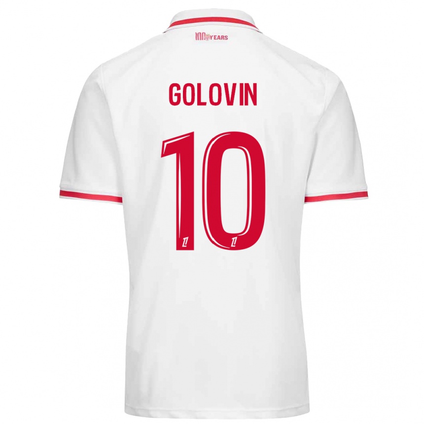 Kids Football Aleksandr Golovin #10 White Red Home Jersey 2024/25 T-Shirt Uk