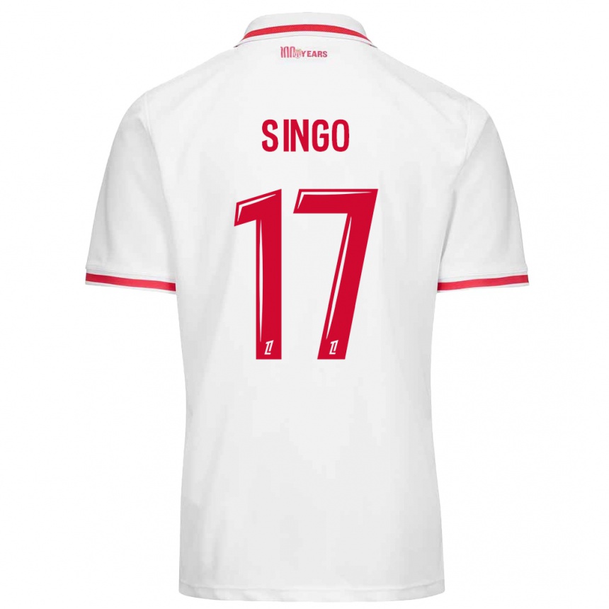 Kids Football Wilfried Singo #17 White Red Home Jersey 2024/25 T-Shirt Uk