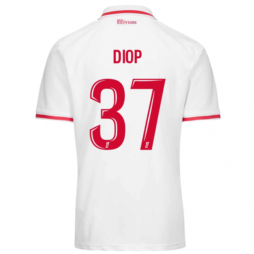 Kids Football Edan Diop #37 White Red Home Jersey 2024/25 T-Shirt Uk