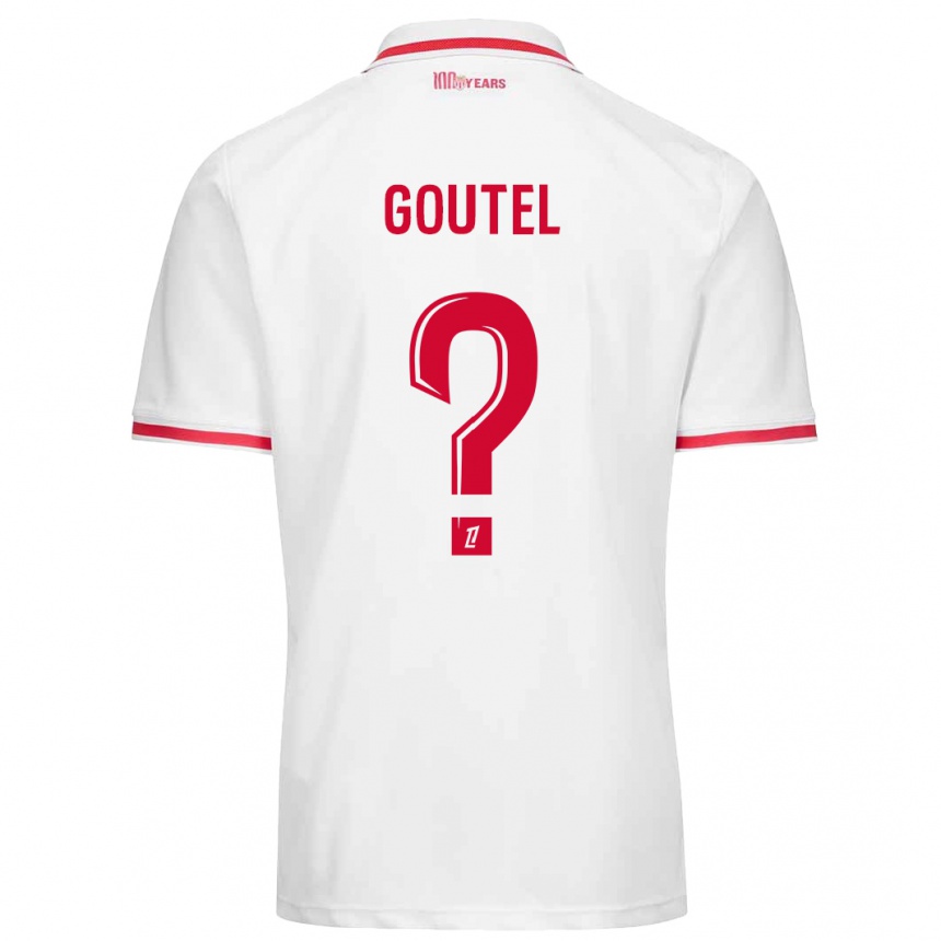 Kids Football Farid Goutel #0 White Red Home Jersey 2024/25 T-Shirt Uk