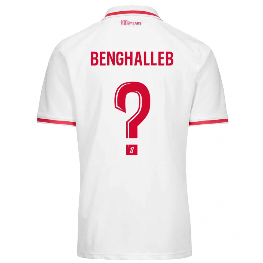 Kids Football Adam Benghalleb #0 White Red Home Jersey 2024/25 T-Shirt Uk