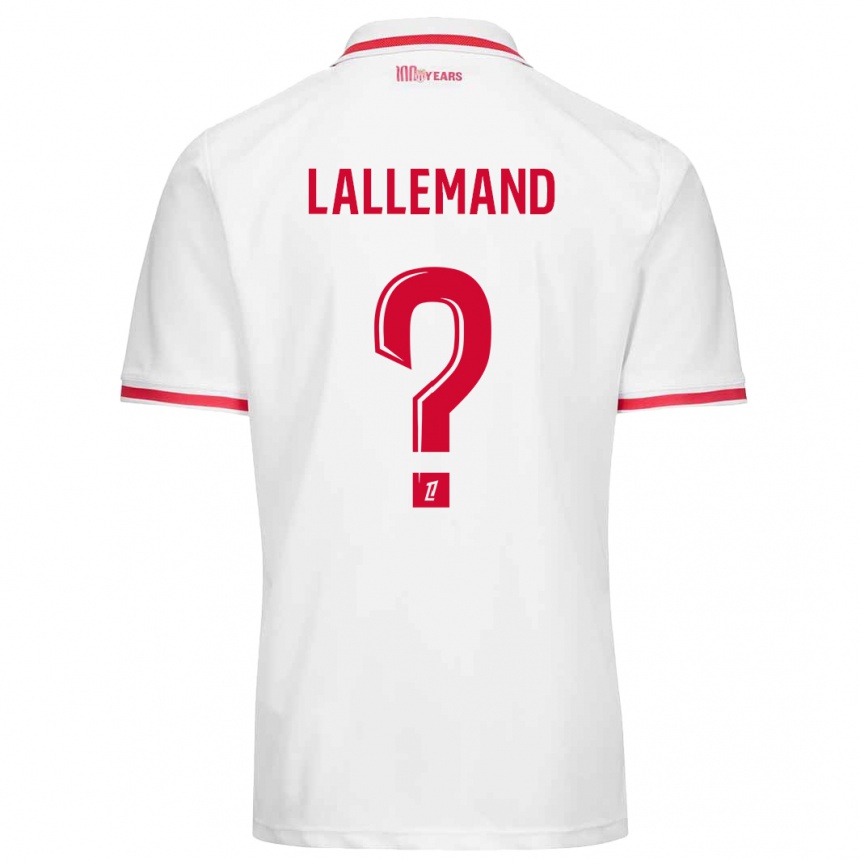 Kids Football Nassim Lallemand #0 White Red Home Jersey 2024/25 T-Shirt Uk