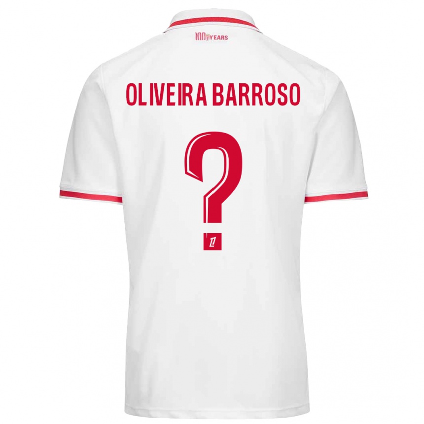 Kids Football Mickael Oliveira Barroso #0 White Red Home Jersey 2024/25 T-Shirt Uk