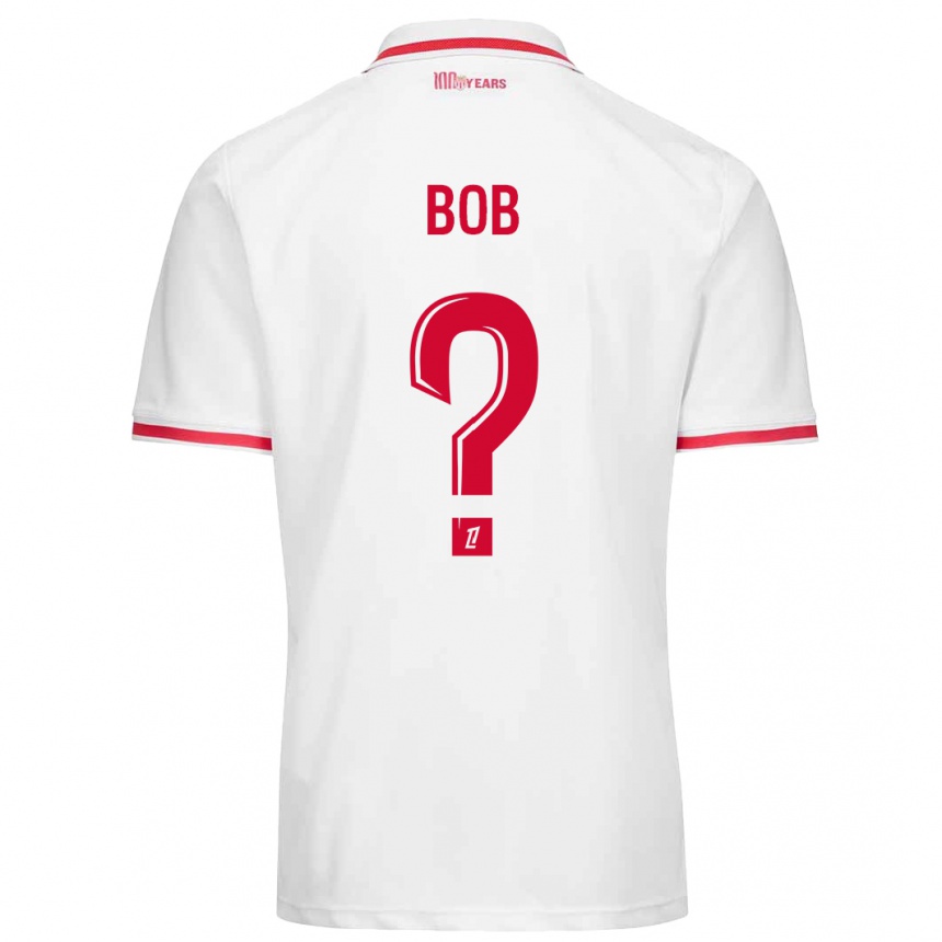 Kids Football Mohamed Bob #0 White Red Home Jersey 2024/25 T-Shirt Uk