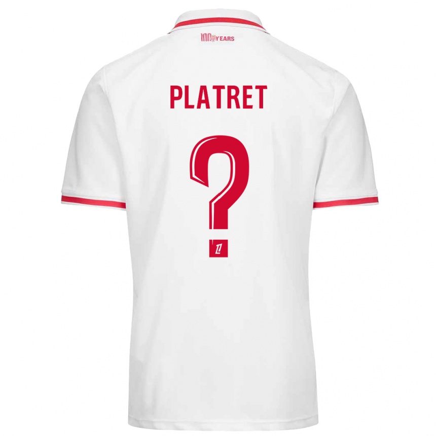 Kids Football Aurélien Platret #0 White Red Home Jersey 2024/25 T-Shirt Uk