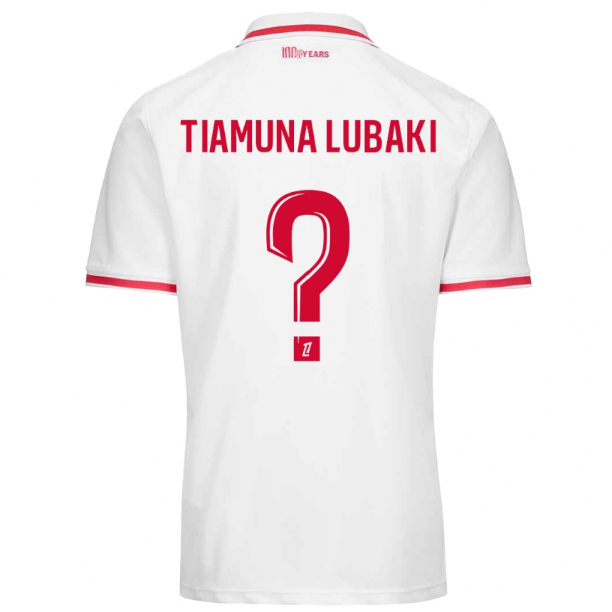 Kids Football Loïc Tiamuna Lubaki #0 White Red Home Jersey 2024/25 T-Shirt Uk