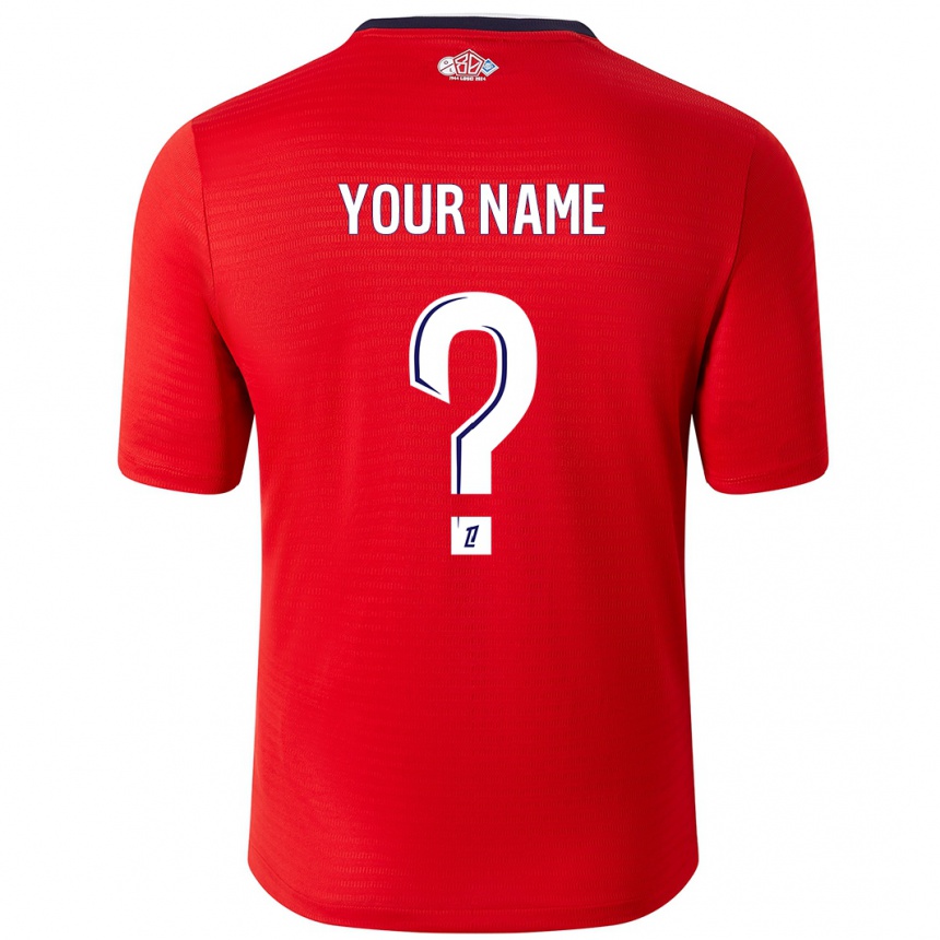 Kids Football Your Name #0 Red White Home Jersey 2024/25 T-Shirt Uk