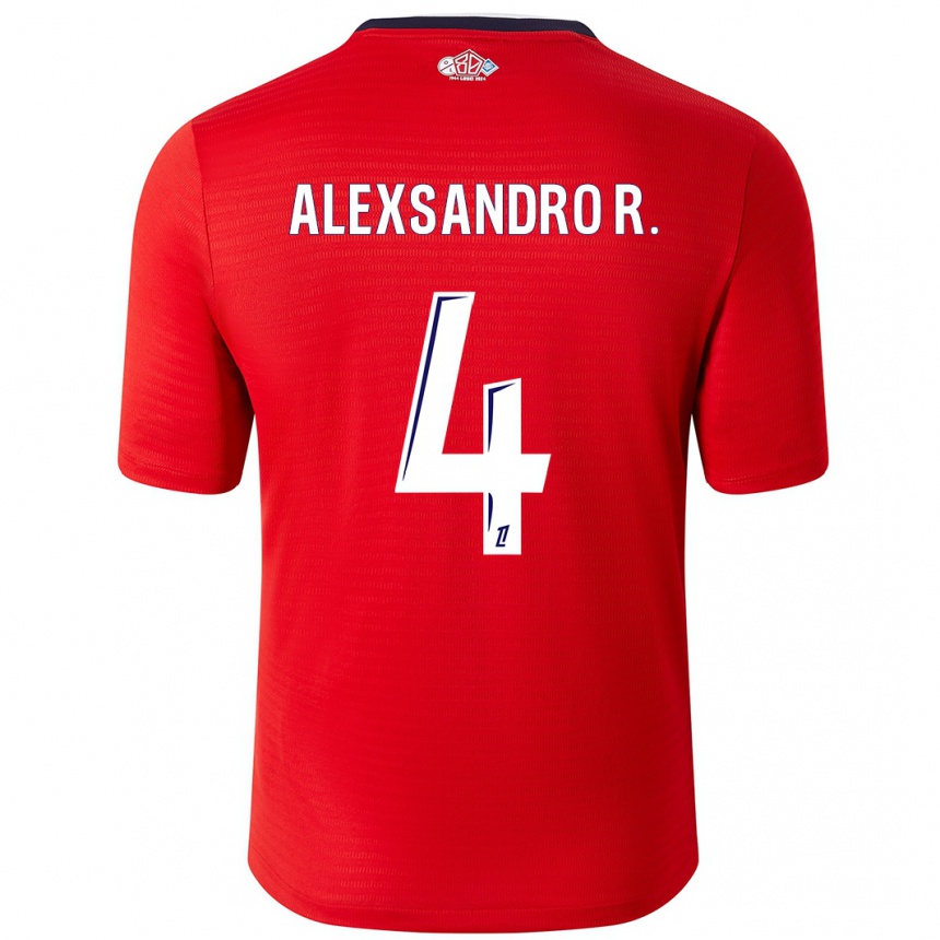 Kids Football Alexsandro #4 Red White Home Jersey 2024/25 T-Shirt Uk