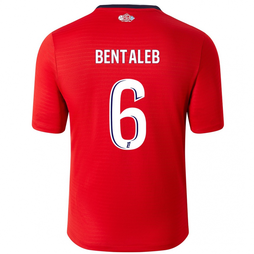 Kids Football Nabil Bentaleb #6 Red White Home Jersey 2024/25 T-Shirt Uk