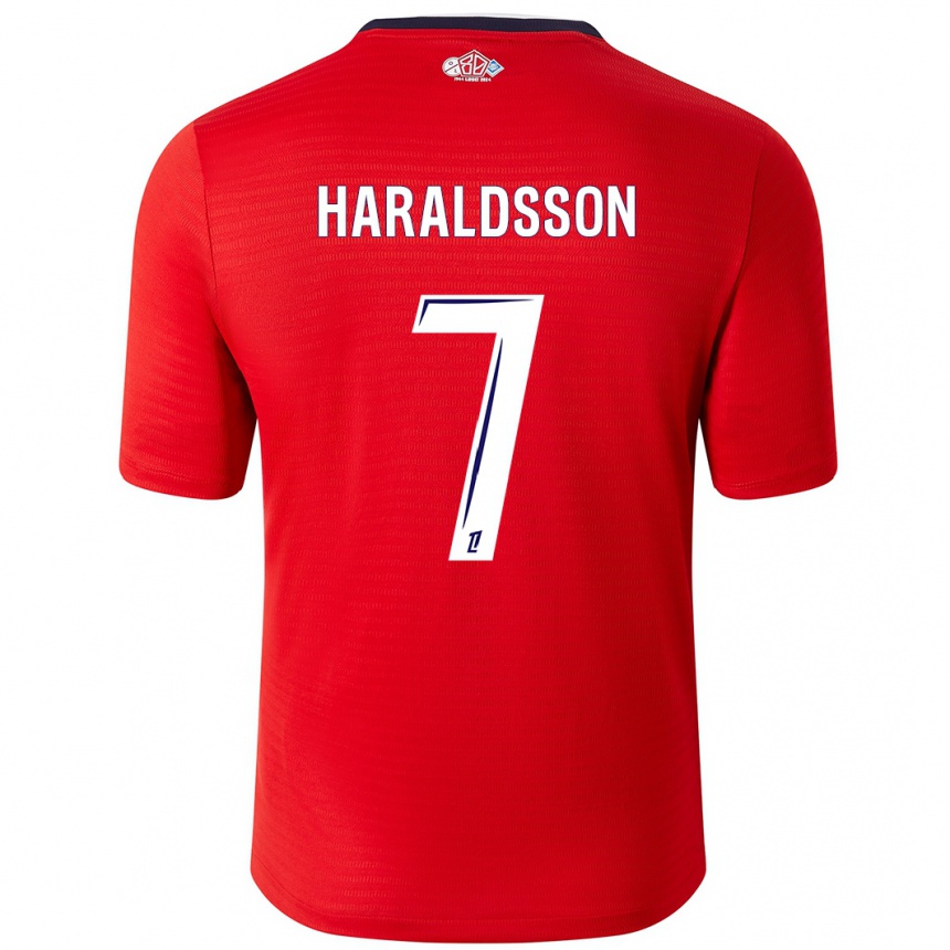 Kids Football Hákon Arnar Haraldsson #7 Red White Home Jersey 2024/25 T-Shirt Uk