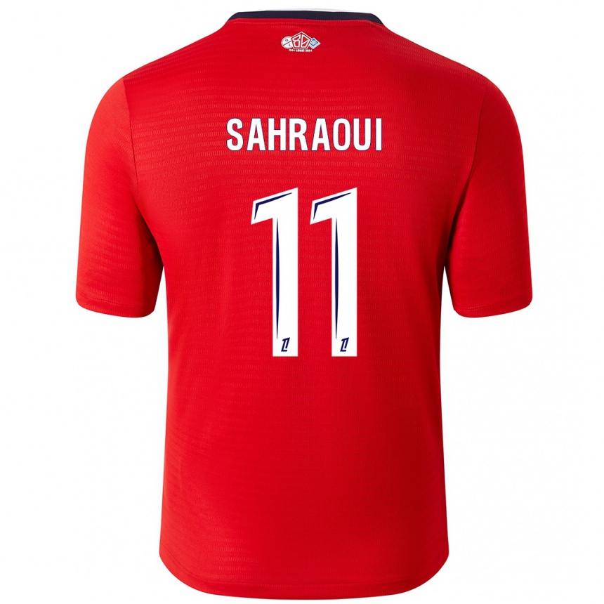 Kids Football Osame Sahraoui #11 Red White Home Jersey 2024/25 T-Shirt Uk