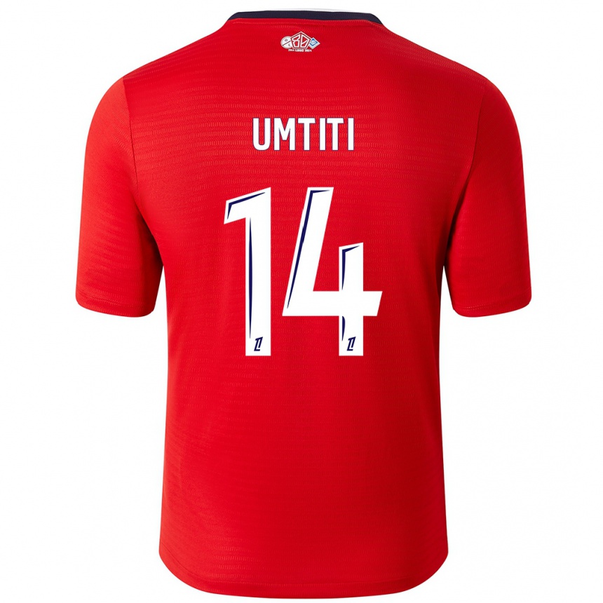 Kids Football Samuel Umtiti #14 Red White Home Jersey 2024/25 T-Shirt Uk