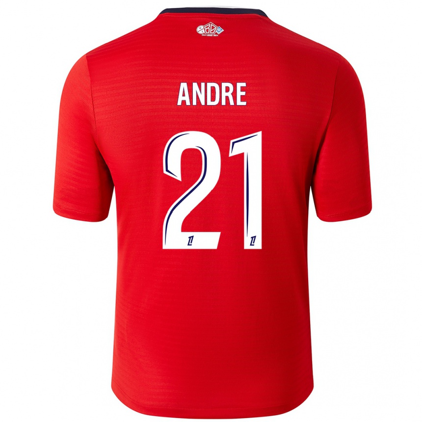 Kids Football Benjamin André #21 Red White Home Jersey 2024/25 T-Shirt Uk