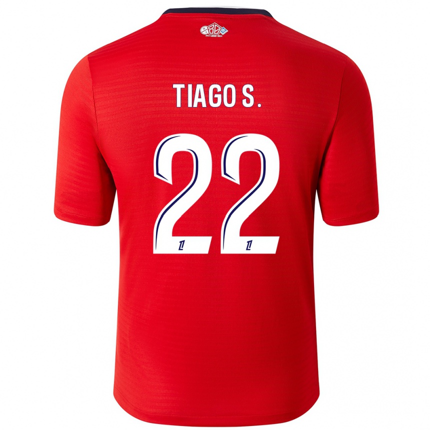 Kids Football Tiago Santos #22 Red White Home Jersey 2024/25 T-Shirt Uk