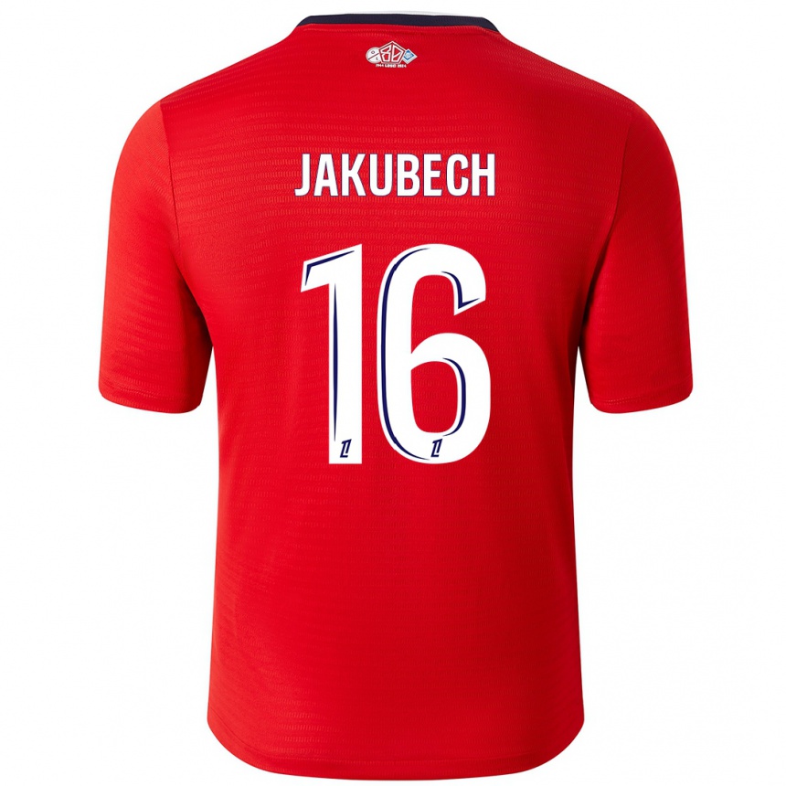 Kids Football Adam Jakubech #16 Red White Home Jersey 2024/25 T-Shirt Uk