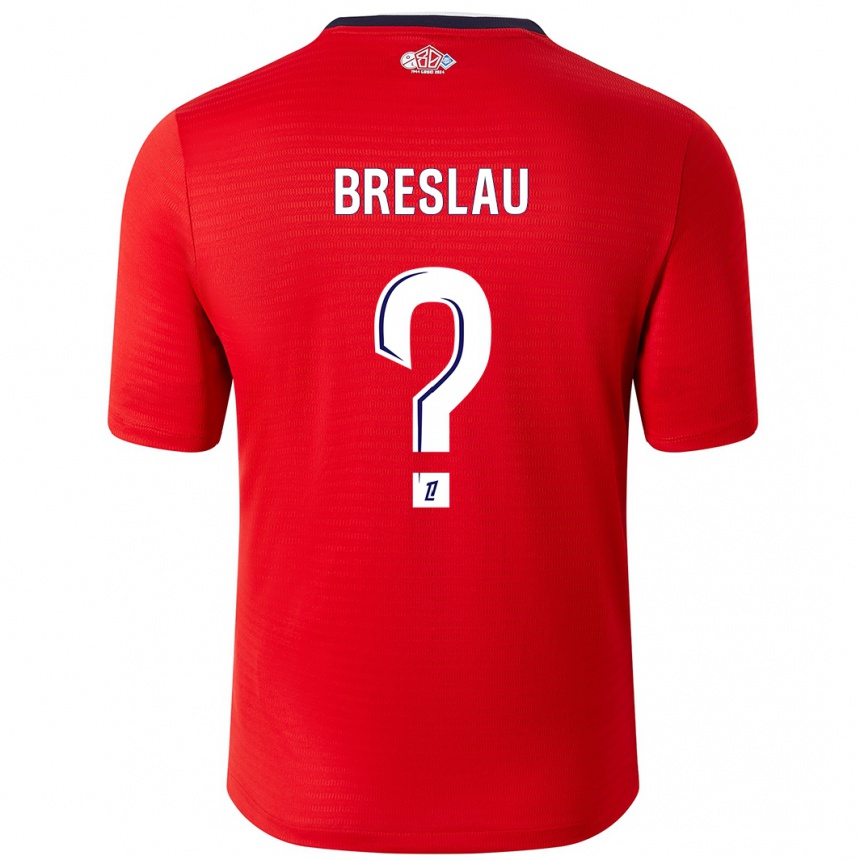 Kids Football Jessy Breslau #0 Red White Home Jersey 2024/25 T-Shirt Uk