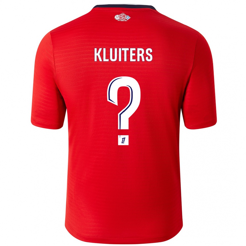 Kids Football Luuk Kluiters #0 Red White Home Jersey 2024/25 T-Shirt Uk