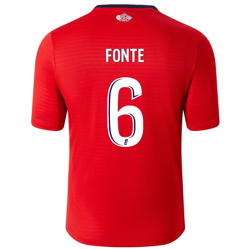 Kids Football Jose Fonte #6 Red White Home Jersey 2024/25 T-Shirt Uk