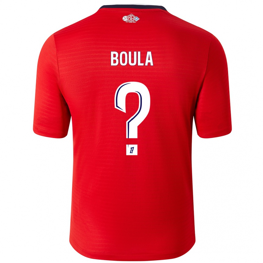 Kids Football Exauce Mpembele Boula #0 Red White Home Jersey 2024/25 T-Shirt Uk