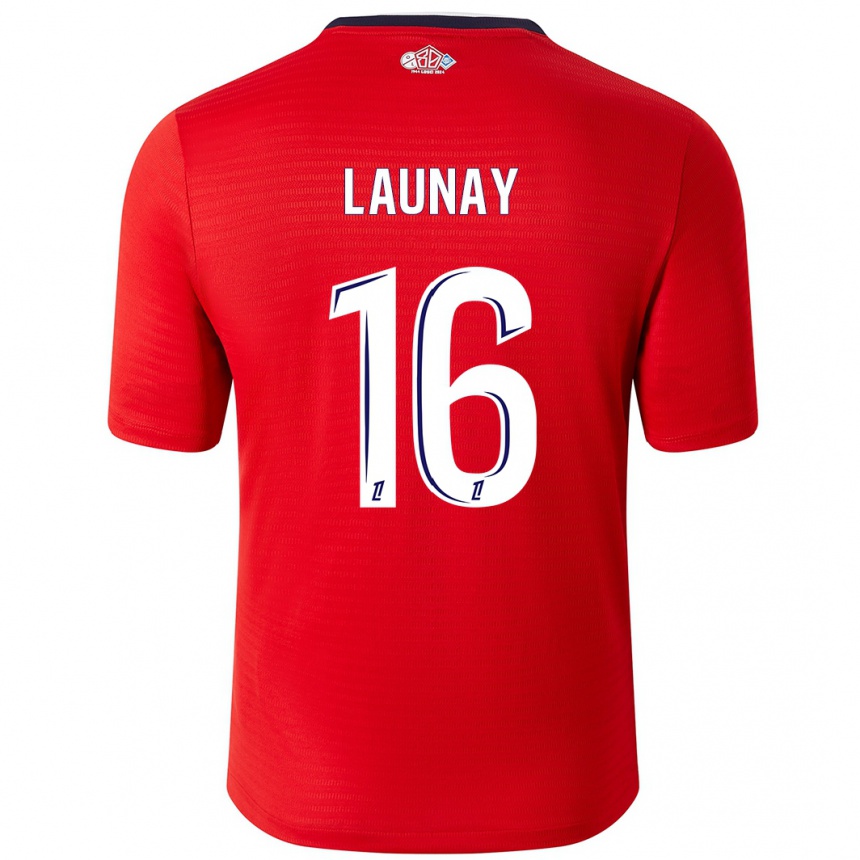 Kids Football Elisa Launay #16 Red White Home Jersey 2024/25 T-Shirt Uk