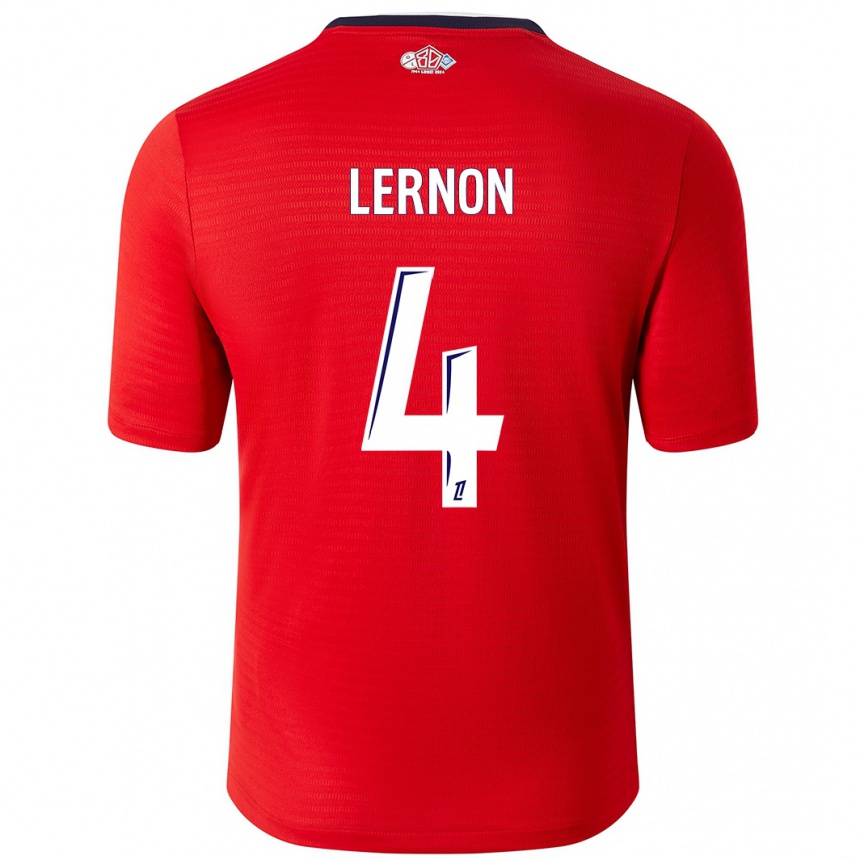 Kids Football Jessica Lernon #4 Red White Home Jersey 2024/25 T-Shirt Uk