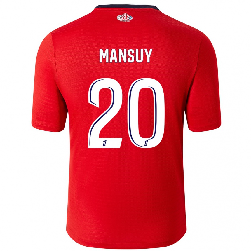 Kids Football Heloise Mansuy #20 Red White Home Jersey 2024/25 T-Shirt Uk