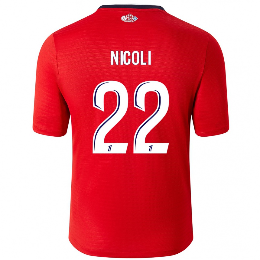 Kids Football Morgane Nicoli #22 Red White Home Jersey 2024/25 T-Shirt Uk