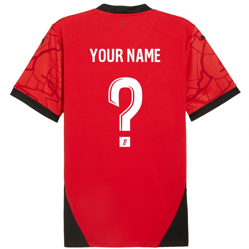 Kids Football Your Name #0 Red Black Home Jersey 2024/25 T-Shirt Uk