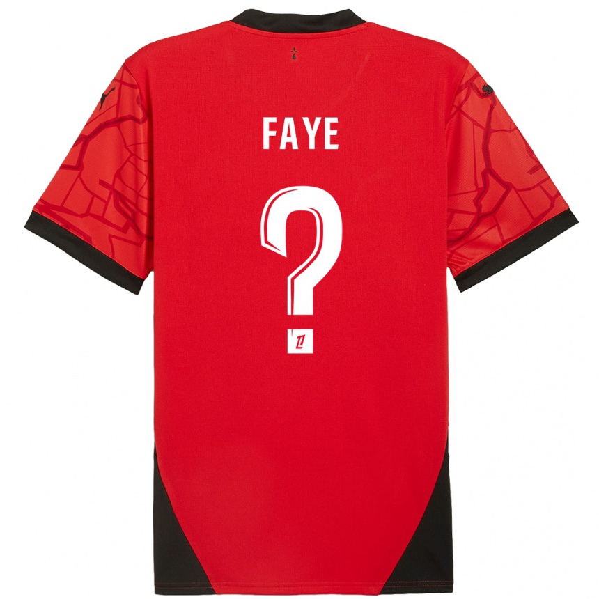 Kids Football Mikayil Faye #0 Red Black Home Jersey 2024/25 T-Shirt Uk