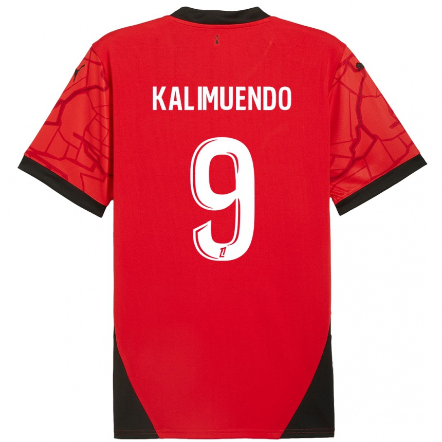 Kids Football Arnaud Kalimuendo #9 Red Black Home Jersey 2024/25 T-Shirt Uk