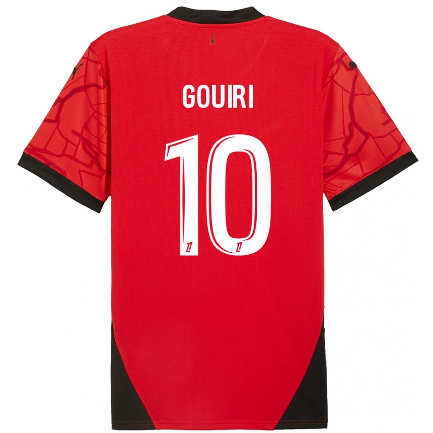 Kids Football Amine Gouiri #10 Red Black Home Jersey 2024/25 T-Shirt Uk