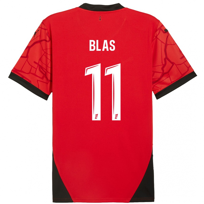 Kids Football Ludovic Blas #11 Red Black Home Jersey 2024/25 T-Shirt Uk