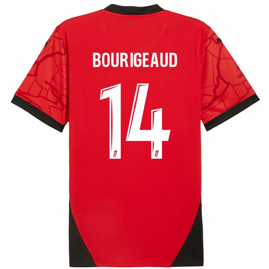 Kids Football Benjamin Bourigeaud #14 Red Black Home Jersey 2024/25 T-Shirt Uk