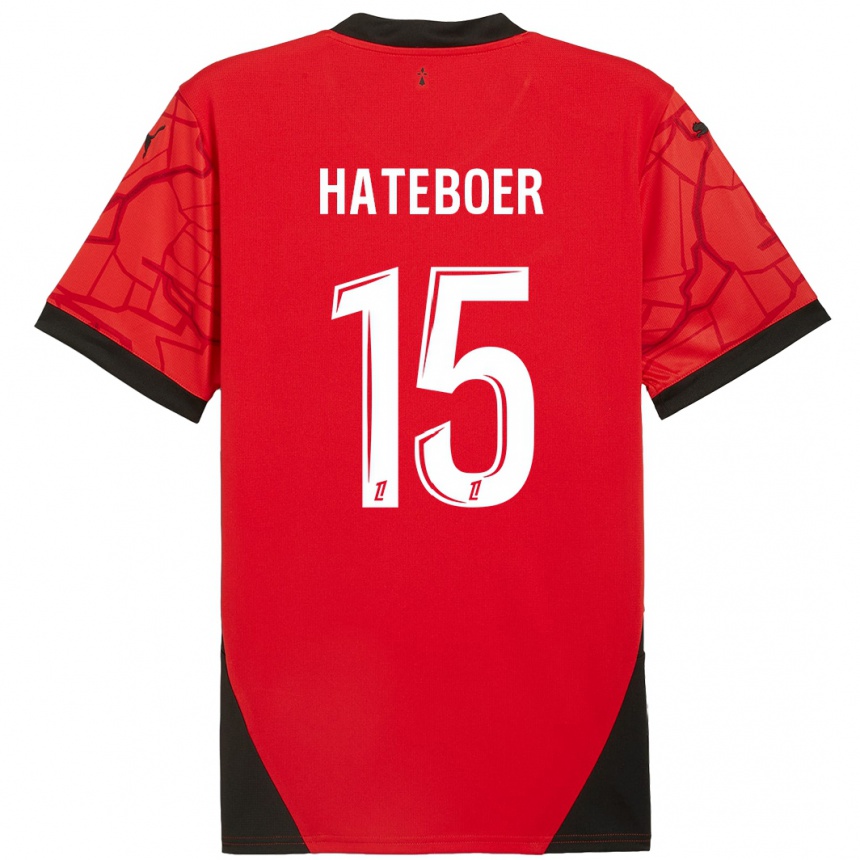 Kids Football Hans Hateboer #15 Red Black Home Jersey 2024/25 T-Shirt Uk