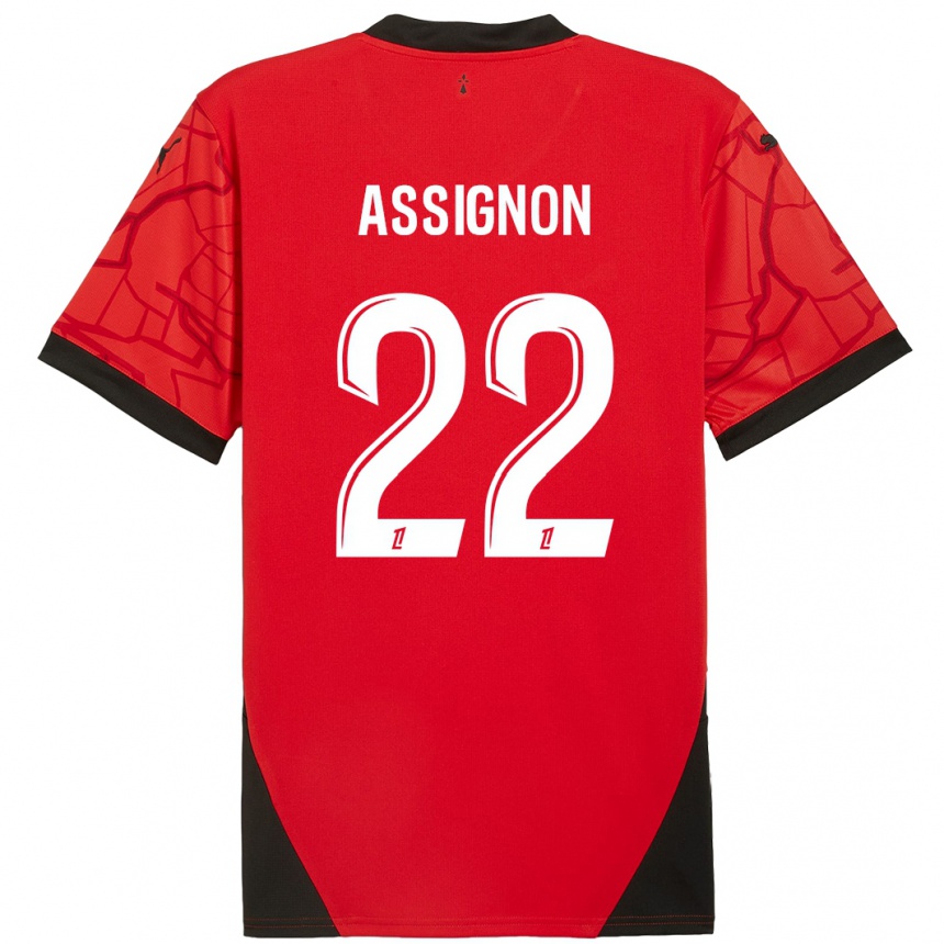 Kids Football Lorenz Assignon #22 Red Black Home Jersey 2024/25 T-Shirt Uk