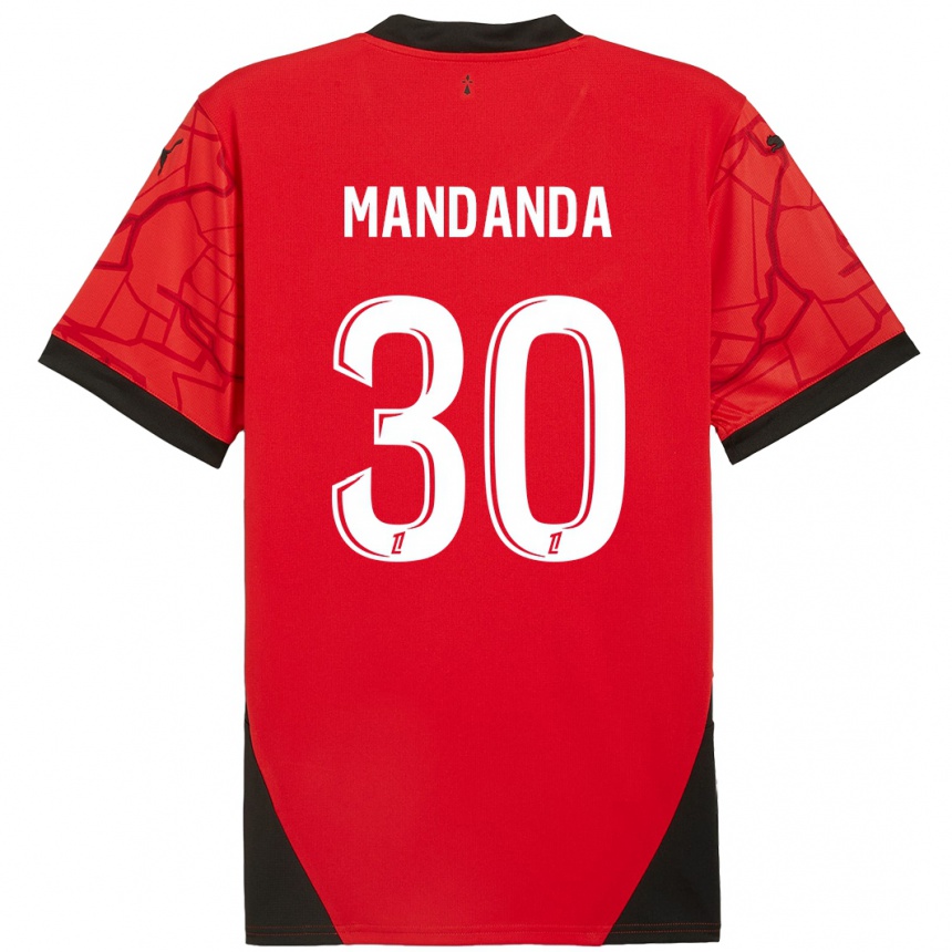 Kids Football Steve Mandanda #30 Red Black Home Jersey 2024/25 T-Shirt Uk