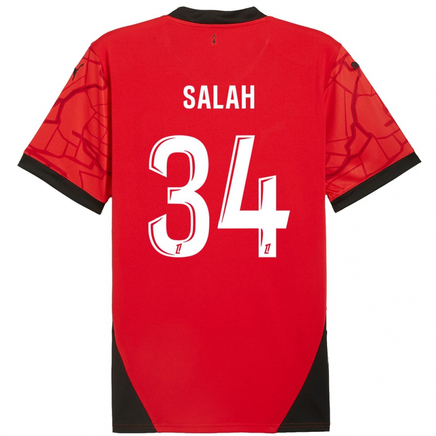 Kids Football Ibrahim Salah #34 Red Black Home Jersey 2024/25 T-Shirt Uk