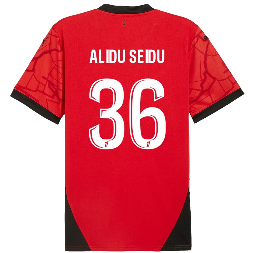 Kids Football Alidu Seidu #36 Red Black Home Jersey 2024/25 T-Shirt Uk