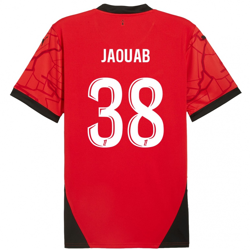 Kids Football Mohamed Jaouab #38 Red Black Home Jersey 2024/25 T-Shirt Uk